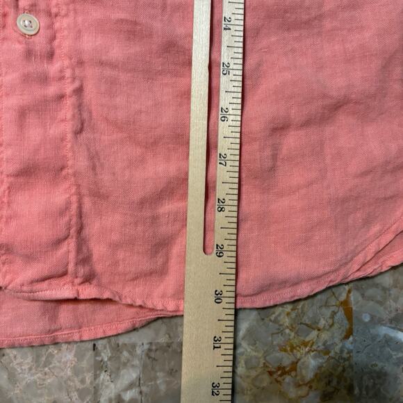 Vilebrequin Shirt Mens XL Pink 100% Linen Long Sleeve Button Beach Preppy - Picture 7 of 12